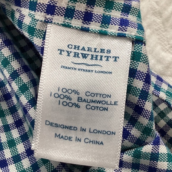 Charles Tyrwhitt‎ Mens Classic Fit Non Iron Gingham Dress Shirt XL - Picture 4 of 7